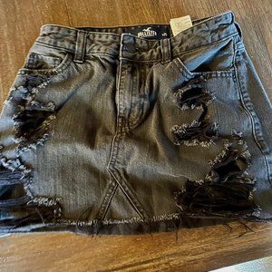 Hollister Hi Rise Black Jean Mini-Skirt